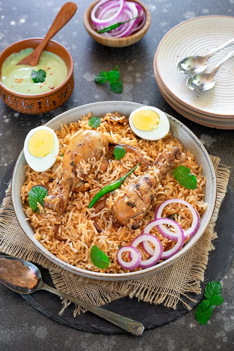 Chicken biryani with aromatic basmati rice